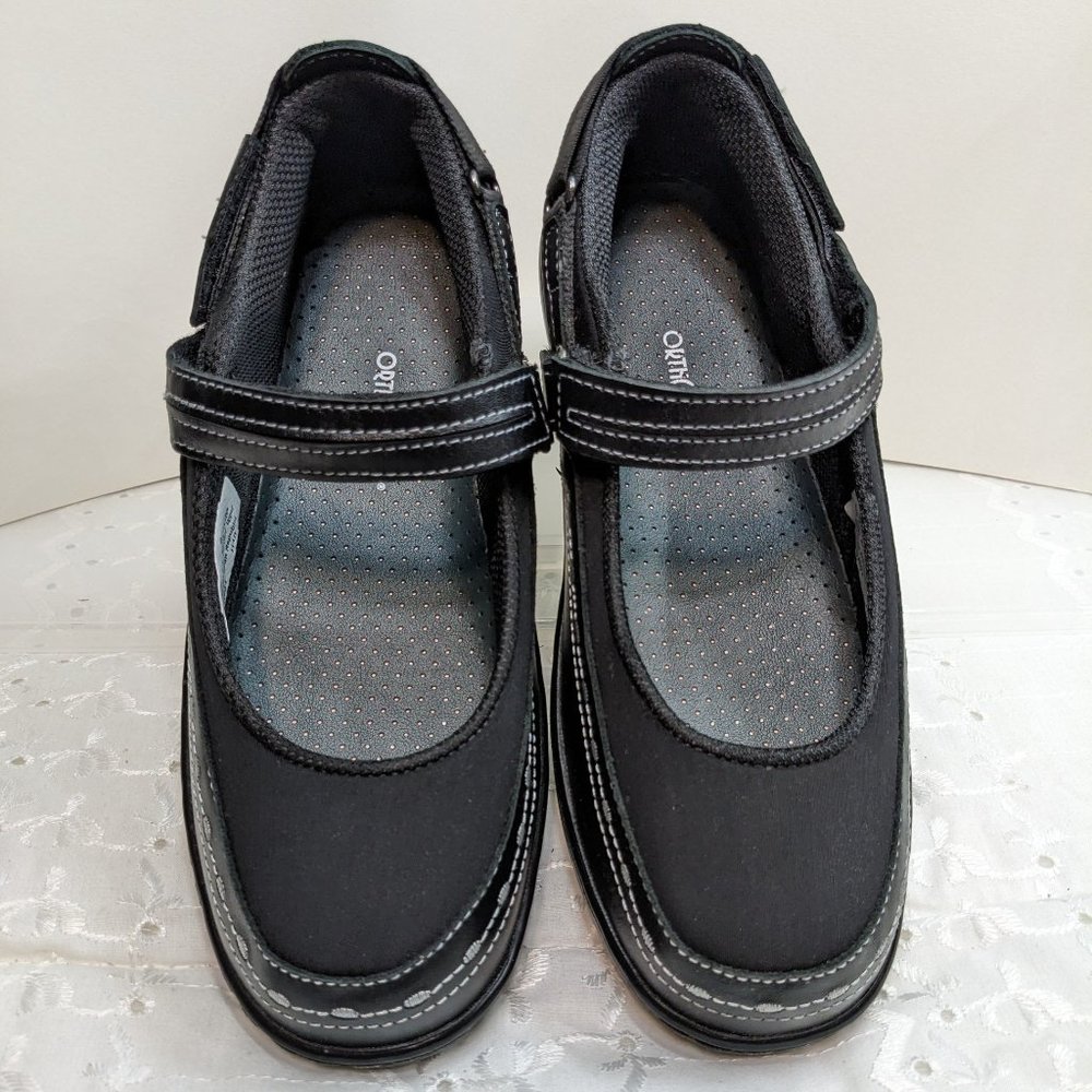 OrthoFeet Black Chickasaw Mary Jane Hook & Loop Strap - size 8 M BRAND NEW